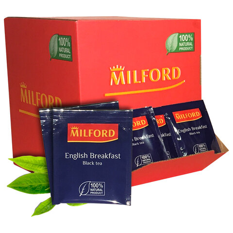 Чай MILFORD "English Breakfast", черный, 200 пакетиков в конвертах по 1,75 г, 6990 РК