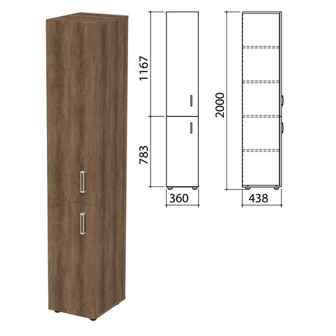 Шкаф закрытый "Приоритет", 360х438х2000 мм, 4 полки, лагос (КОМПЛЕКТ)