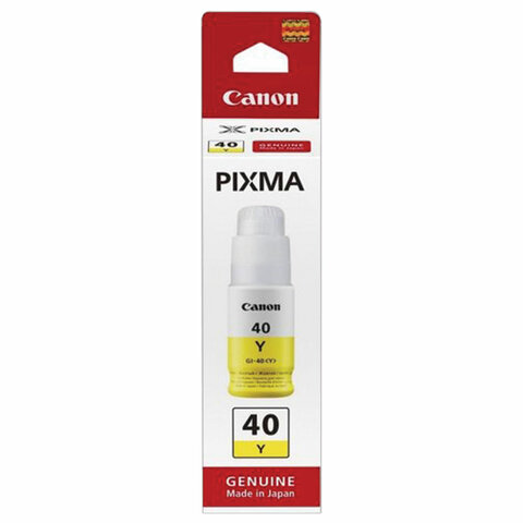 Чернила CANON (GI-40Y) для СНПЧ Pixma G5040/G6040, желтые, ресурс 7700 страниц, оригинальные, 3402C001