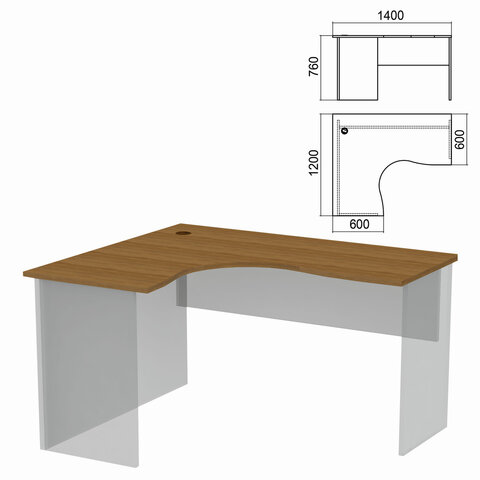 Стол компактный ЧАСТЬ 1 "Арго", 1400х1200х760 мм, левый, орех
