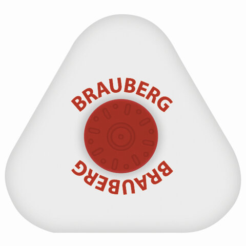 Ластик BRAUBERG "Energy", 45х45х10 мм, белый, треугольный, красный пластиковый держатель, 222473