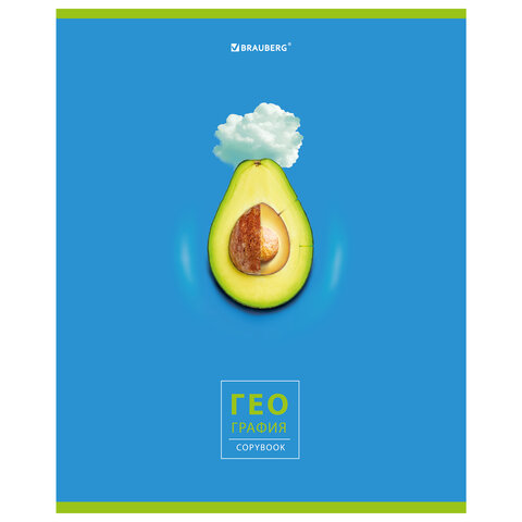 Тетрадь предметная "AVOCADO" 48 л., глянцевый лак, ГЕОГРАФИЯ, клетка, BRAUBERG, 404277