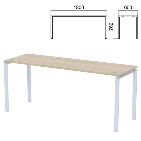 Столешница стола на металлокаркасе "Арго", 1800х600х760 мм, ясень шимо