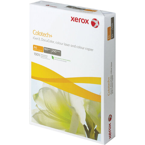 Бумага XEROX COLOTECH PLUS, А4, 160 г/м2, 250 л., для полноцветной лазерной печати, А++, Австрия, 170% (CIE), 003R98852