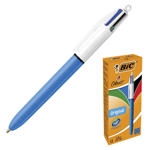 Ручка шариковая автоматическая BIC "4 Colours Original", 4 цвета (синий, черный, красный, зеленый), линия письма 0,32 мм, 889969